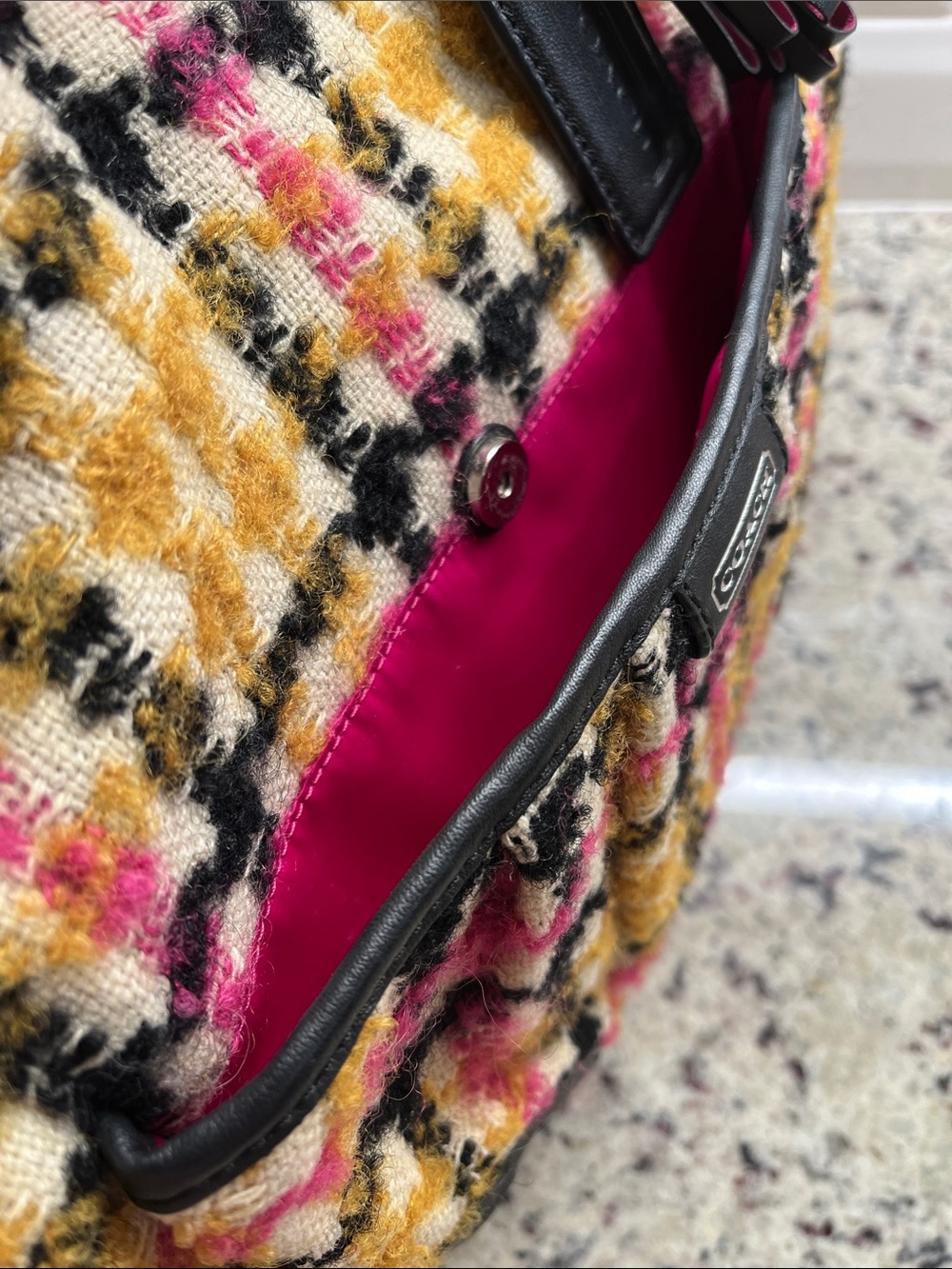 Coach Vintage Daisy Wool Tweed Plaid Emma Large Tote EUC - Picture 8 of 15